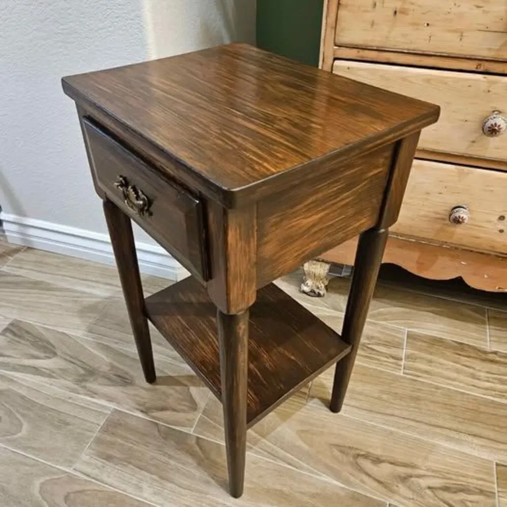 Vintage Wood Side Table with Drawer